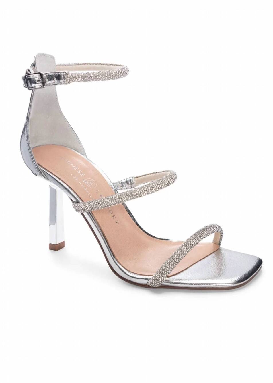 NEW KRISTIN CAVALLARI FOR CHINESE LAUNDRY women's stone straps heel in silver